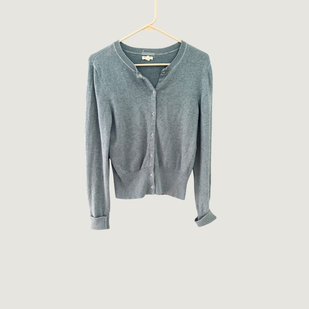American Eagle Blue Cotton Wool Blend Button Front Cardigan Sweater Large Preppy